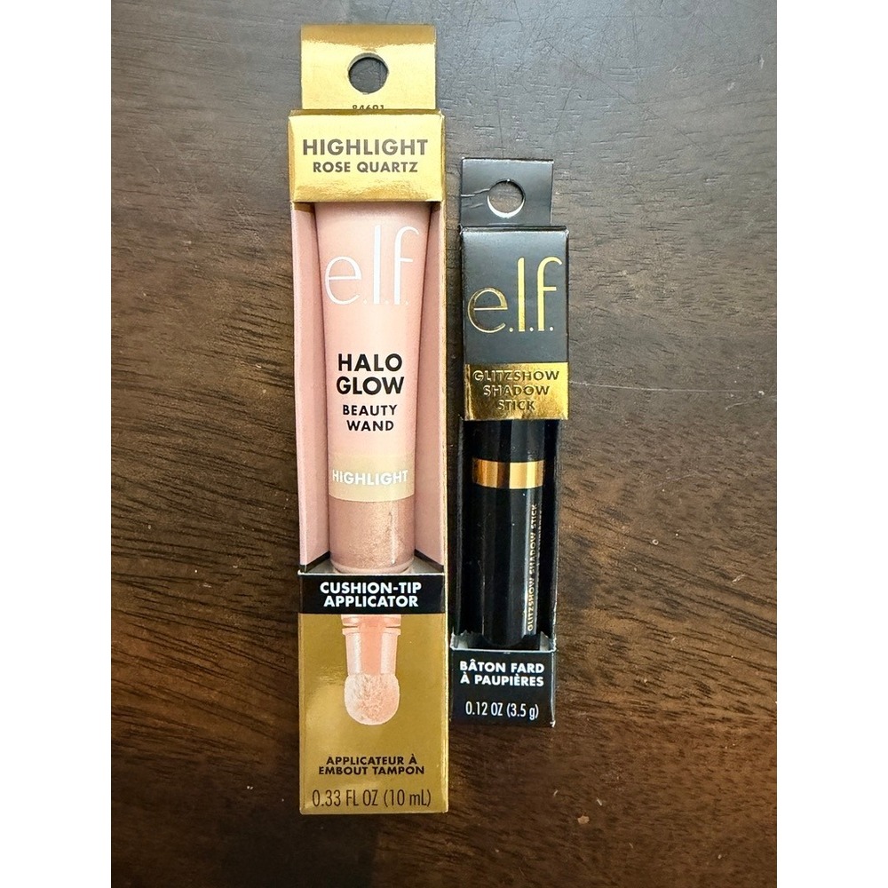ELF Halo Glow Beauty Wand Rose Quartz and Glitzshow Shadow Stick Royal‎ Foil Set